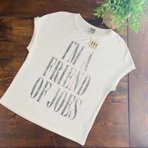 Haute Hippie graphic short sleeve cream tee sizeXS